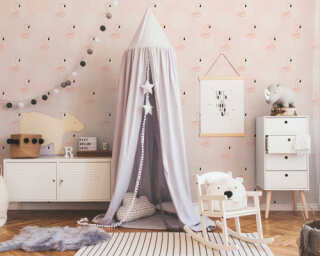 A.S. Création non-woven wallpaper «Child motif, Beige, Grey, Pink, White» 369983