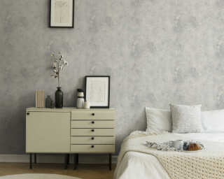 Livingwalls non-woven wallpaper «Uni, Grey, Metallic, Silver» 374254