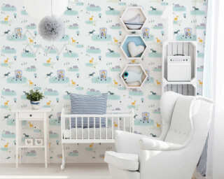 A.S. Création non-woven wallpaper «Child motif, Blue, White, Yellow» 381141