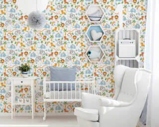 A.S. Création non-woven wallpaper «Child motif, Blue, Brown, Yellow» 381152