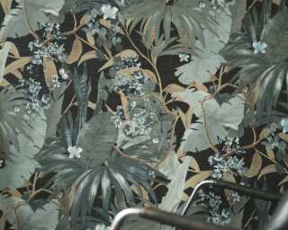 Livingwalls papier peint intissé «Floral, beige, gris, taupe, turquoise» 385222