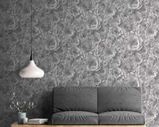 A.S. Création non-woven wallpaper «Floral, 3D, Grey, White» 387181