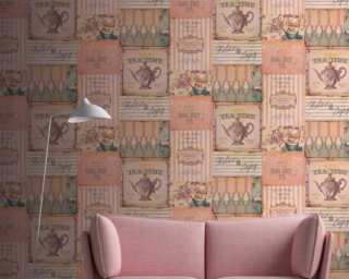 A.S. Création non-woven wallpaper «Cottage, Floral, Cream, Green, Grey, Pink» 387271