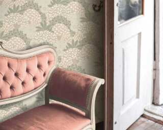 Private Walls non-woven wallpaper «Floral, Grey, Pink, White» 387402