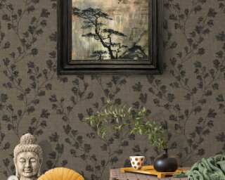 Private Walls non-woven wallpaper «Cottage, Floral, Black, Brown» 387472