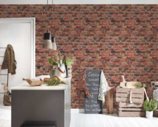 A.S. Création non-woven wallpaper «Stone, Brown, Orange, Red» 388141