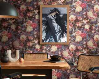 A.S. Création non-woven wallpaper «Floral, Blue, Cream, Metallic, Pink» 388211