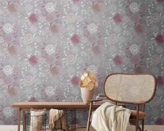 A.S. Création non-woven wallpaper «Floral, Cream, Grey, Red, White» 389002