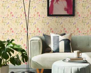 A.S. Création non-woven wallpaper «Cottage, Floral, Blue, Green, Orange, Pink» 389013