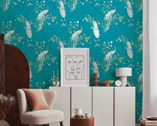 A.S. Création non-woven wallpaper «Floral, Blue, Green, Turquoise, Yellow» 389062