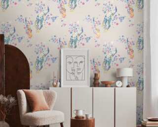 A.S. Création non-woven wallpaper «Floral, Blue, Green, Grey, Turquoise» 389064