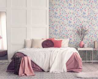 A.S. Création non-woven wallpaper «Floral, Beige, Blue, Red» 389073