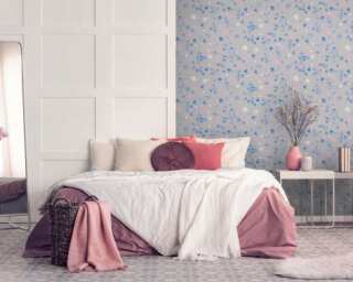 A.S. Création non-woven wallpaper «Floral, Blue, Grey, Pink» 389074