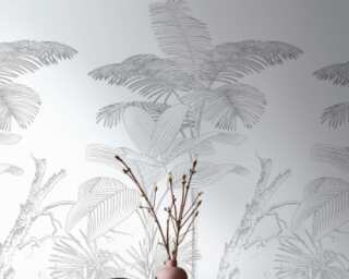 Livingwalls papier peint intissé «Floral, blanc, noir» 392141