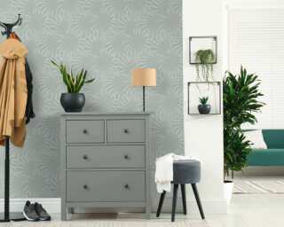 A.S. Création non-woven wallpaper «Floral, Blue, Green, Grey, Turquoise» 393384