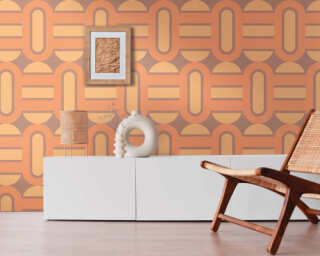 A.S. Création non-woven wallpaper «Graphics, Brown, Orange, Yellow» 395362