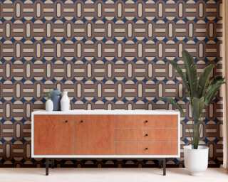A.S. Création non-woven wallpaper «Graphics, Beige, Blue, Brown» 395363