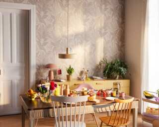 Livingwalls textured wallpaper «Floral, Beige, Gold, Grey, Metallic» 396545