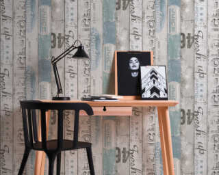 A.S. Création wallpaper «Wood, Beige, Blue, Grey, Turquoise» 959503