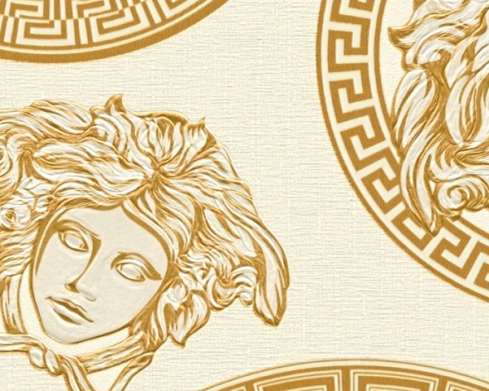 Versace 5 Medusa Head Wallpaper Black & Gold 386117