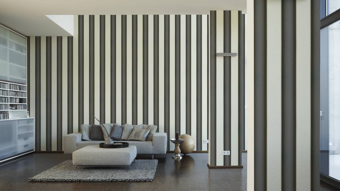 Versace Home Wallpaper 935462 Tapete weiß Streifen Metallic Satin Barock Vlies 