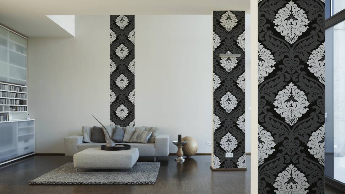Selbstklebende Tapete Barock grau schwarz Panel 368241