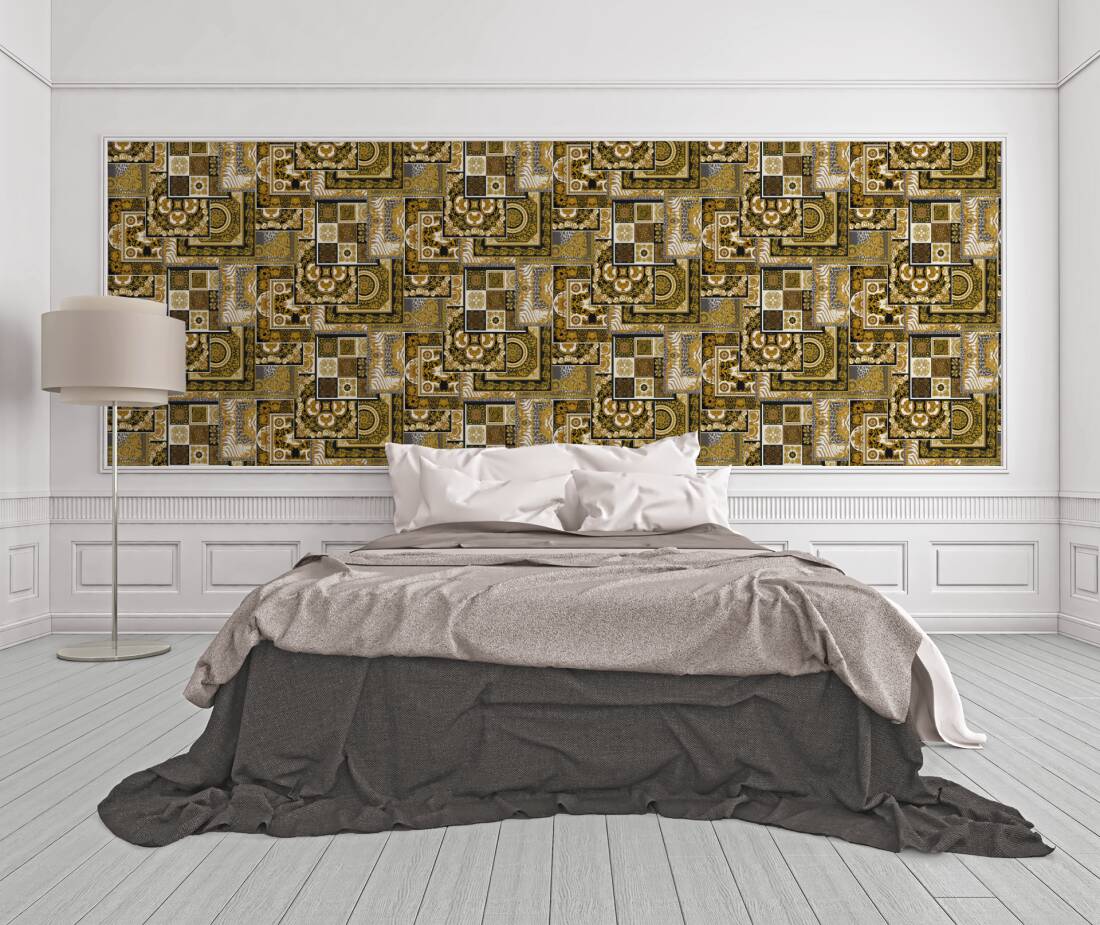 Versace Home Wallpaper Baroque Black Brown Copper Gold