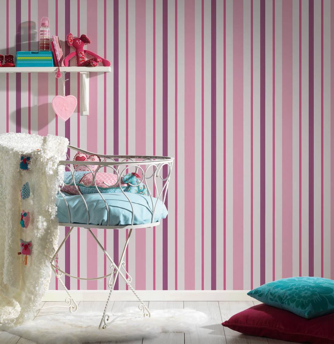 . Création Wallpaper «Stripes, Pink, Purple, White» 898319